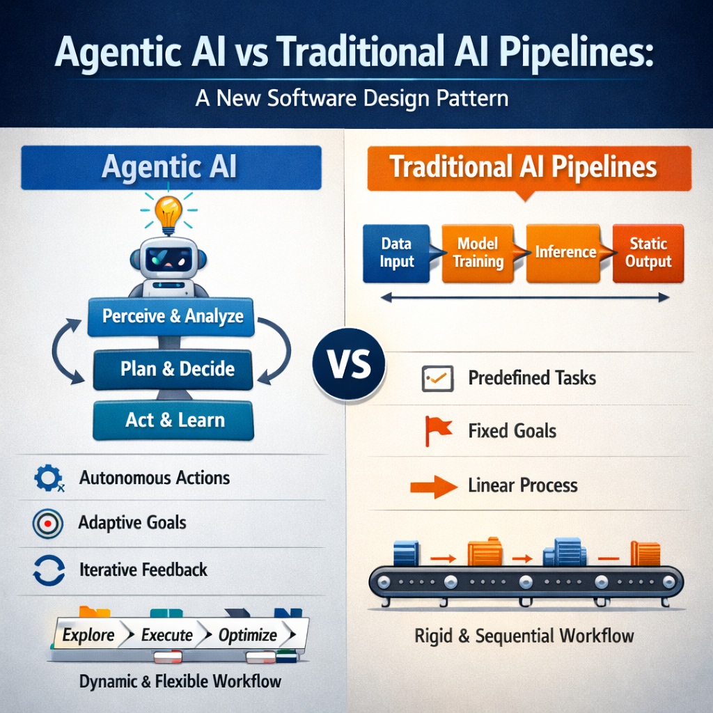 agentic ai vs traditional ai pipelines 